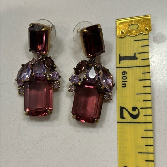 Jcrew NWT wine color Gemstone cluster Earrings ONLY - Picture 3 of 4